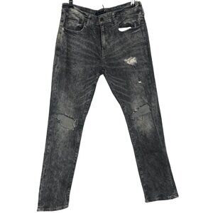 Aeropostale Gray Black Acid Wash Distressed Streetwear Skinny Jeans Men's 32x30